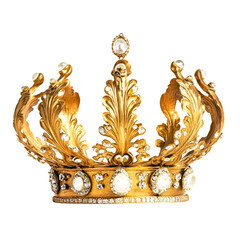 Regal Golden Crown Majestic Pearls Diamonds Royalty Power