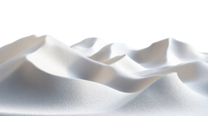 Smooth snowdrifts forming gentle hills on transparent background