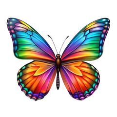Rainbow Wings: A digitally rendered illustration of a vibrant butterfly, its wings showcasing a spectacular gradient of colors.AI Generated