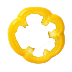 yellow bell pepper ring slice isolated on white background