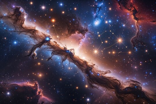 Vibrant Nebulas and Stellar Constellations: A Mystical Cosmic Panorama of the Galaxy