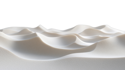 White sand dunes landscape waving on transparent background
