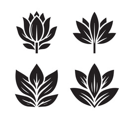 Fototapeta premium Black and White Silhouette set Tulip Designs