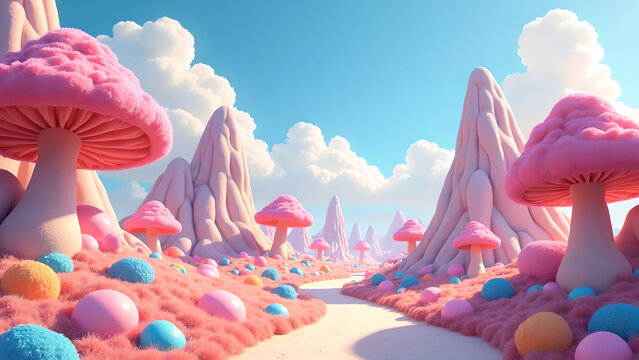 Sweet World Illustration – Whimsical Candy-Themed Fantasy Art
