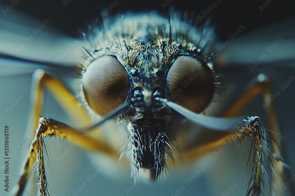 Poster Close view of a mosquito showcasing detailed features and structure in high magnification