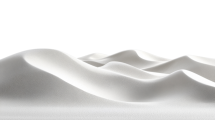 White sand dunes forming a desert landscape on transparent background