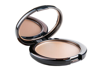 single makeup compact with a mirror isolated on white background PNG. GENERATIVE AI