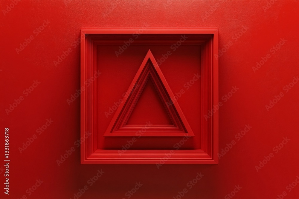 Fototapete red geometric shapes create a striking visual contrast on a bright red wall in an artistic display f