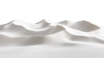 White sand dunes landscape forming rolling hills on transparent background
