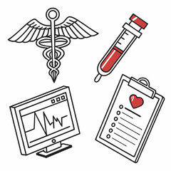 Fototapeta premium a-collection-of-thin-line-medical-icons-in-an-eleg.svg