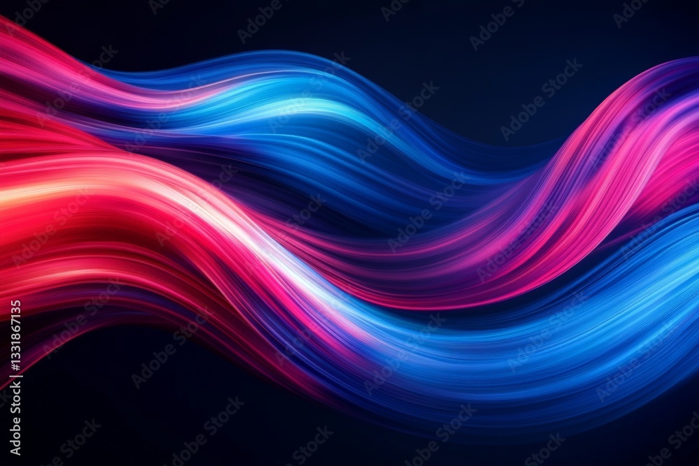 Poster Vibrant swirling lines of blue and pink creating a dynamic and colorful abstract pattern