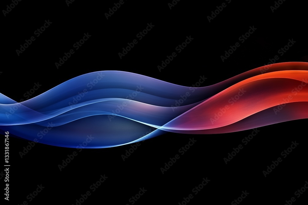 Poster Flowing abstract waves in vibrant colors on a dark background creating a dynamic visual experience