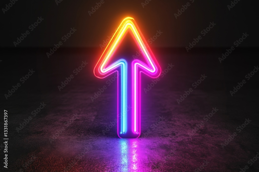 Aufkleber colorful neon arrow sign illuminated in a dark setting creating a vibrant atmosphere
