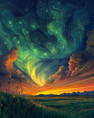 sunset over the mountains