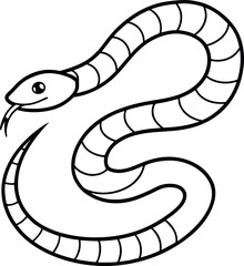 Fototapeta premium Simple outline illustration of an Eastern coral snake, perfect for reptile-themed coloring pages, educational wildlife activities, and printable nature worksheets