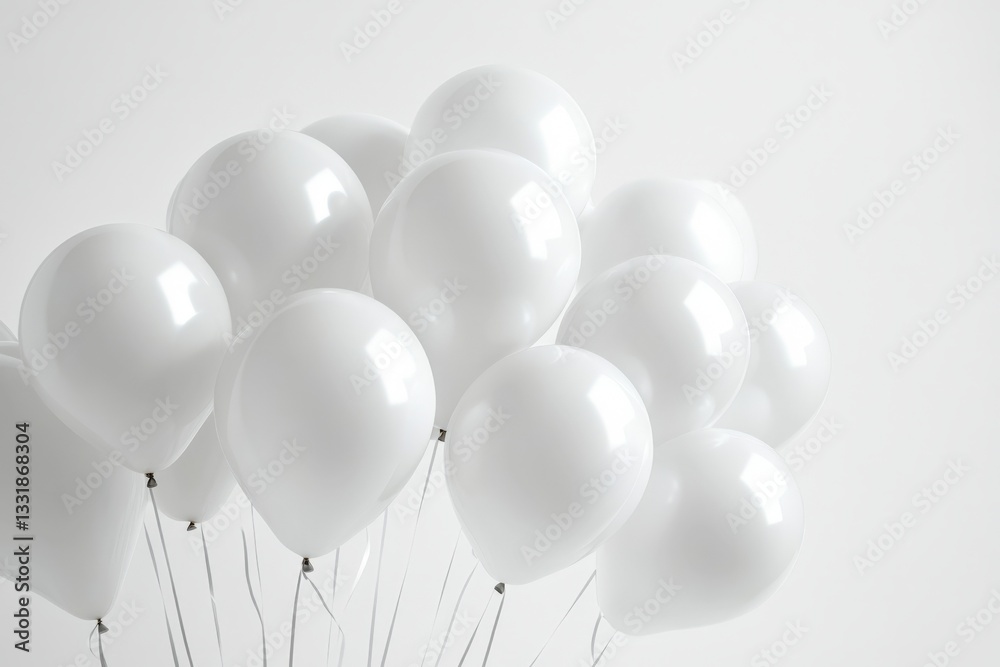 Aufkleber White balloons floating together create a soft, elegant atmosphere in a minimalist setting suitable for celebrations