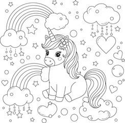 Unicorn Rainbow Coloring Fun and pages