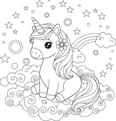 Fototapeta premium Unicorn Rainbow Coloring Fun and pages