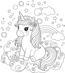 Fototapeta premium Unicorn Rainbow Coloring Fun and pages