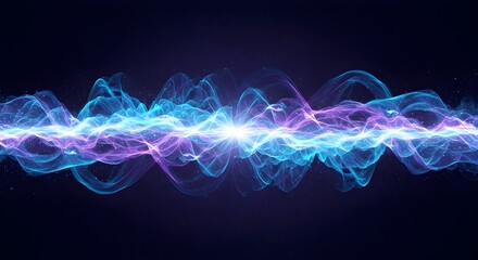 Fototapeta premium A vibrant wave of electric energy in shades of blue and purple, creating a dynamic visual representation of sound or light waves.