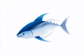 Fototapeta premium Stylized blue tuna fish against white background
