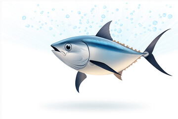 Obraz premium Colorful illustration of fish swimming gracefully in clear water with bubbles surrounding it