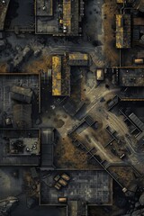Post Apocalyptic RPG Digital Battlemaps Fantasy Game Map Desolate Wasteland Scenery Tactical Adventure Gaming Battlefield Ruins Survival Scenarios Dystopian World Maps Interactive Roleplay Settings