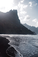 Dramatic Coastal Landscape of Tenerife, Spain – Ocean Waves and Rugged Mountains