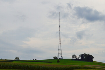 Old antenna tower of the former Landessender Beromuenster medium wave station,  in a beautiful...