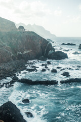 Dramatic Coastal Landscape of Tenerife, Spain – Ocean Waves and Rugged Mountains