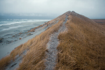 Scenic Coastal Dunes of Ogna and Brusand Beach, Norway – Windy Seashore with Golden Grass