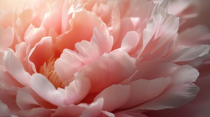 Delicate Pink Peony Blossom Close Up Soft Warm Lighting