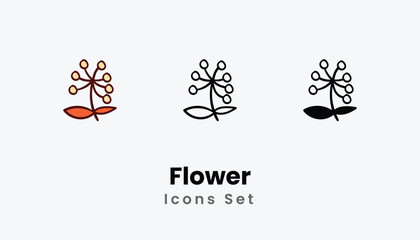 Flower hand draw doodle Icons thin line and glyph vector icon stock illustration