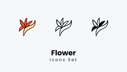 Flower hand draw doodle Icons thin line and glyph vector icon stock illustration