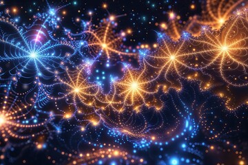 Naklejka premium Cosmic Light Enhanced Intricate Fractal Web Design Concepts