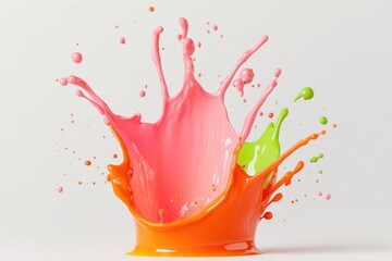 Vivid splashes of pink, orange, and green create energetic visua