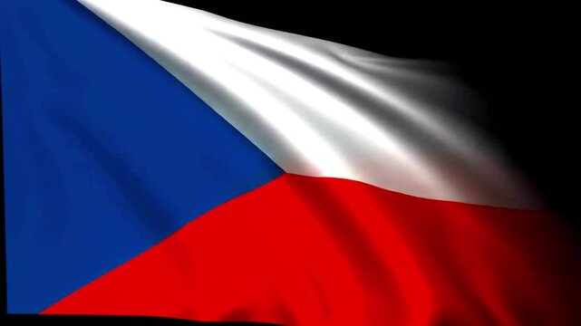 Video of the Czech Republic flag waving against a black background. The bold white, red, and blue colors ripple dynamically, creating a cinematic effect. Perfect for patrio