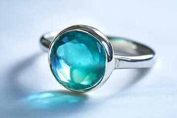 silver ring with blue topaz