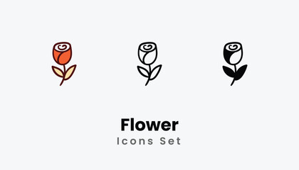 Flower hand draw doodle Icons thin line and glyph vector icon stock illustration