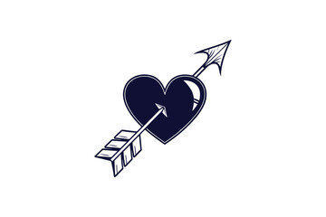 heart with a single arrow through it clip art vector illustration