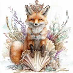 Obraz premium Generic Watercolor Illustration Scene Throne Seashell