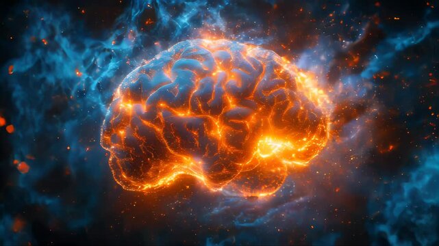 A conceptual image of a brain surrounded by glowing electric currents, representing artificial intelligence, data science, and cognition