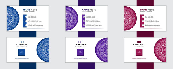 Clean modern professional business card design with mandala. Creative mandala visiting card design vector template.