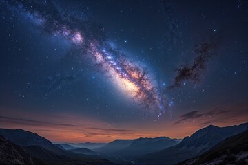 Naklejka premium Stunning Cosmic Nebula Displaying Celestial Beauty in a Dramatic Night Sky