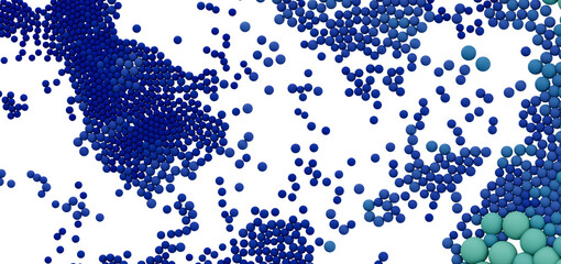 Scattered spheres in shades of blue and teal.  Abstract background image.