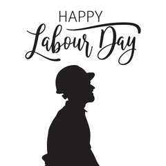 Happy Labour Day Celebration man silhouette and Calligraphy text