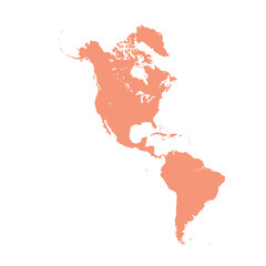 Map of North and South America, sign silhouette. World Map Globe. Vector Illustration isolated on transparent background. American continent.