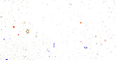 Abstract Confetti Scattered on Black Background