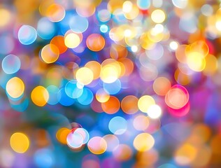Fototapeta premium Colorful Bokeh Lights Background: Abstract Festive Defocused Blurred Circles