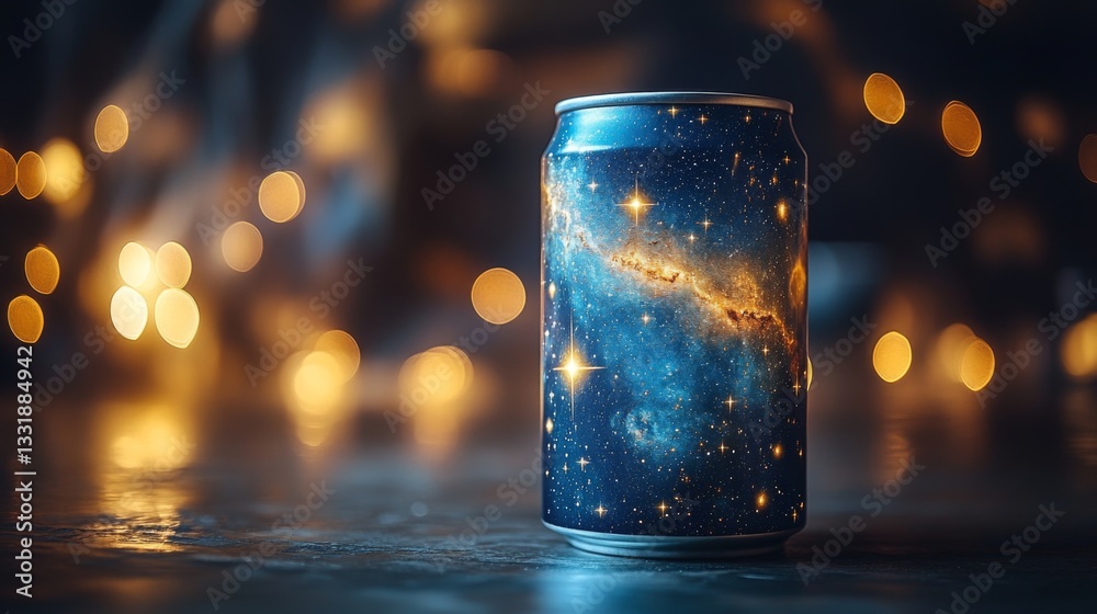 Leinwandbilder a stunning soda can decorated with a vibrant galaxy design captures attention. the can stands out ag